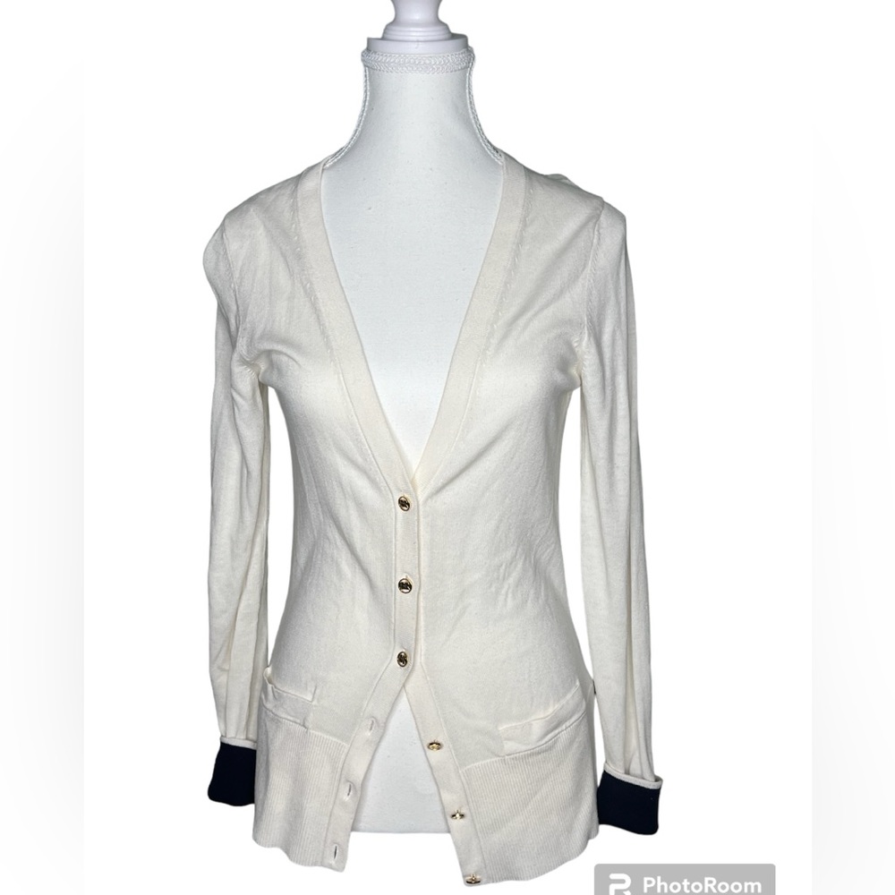 Banana Republic Cream Navy Cardigan